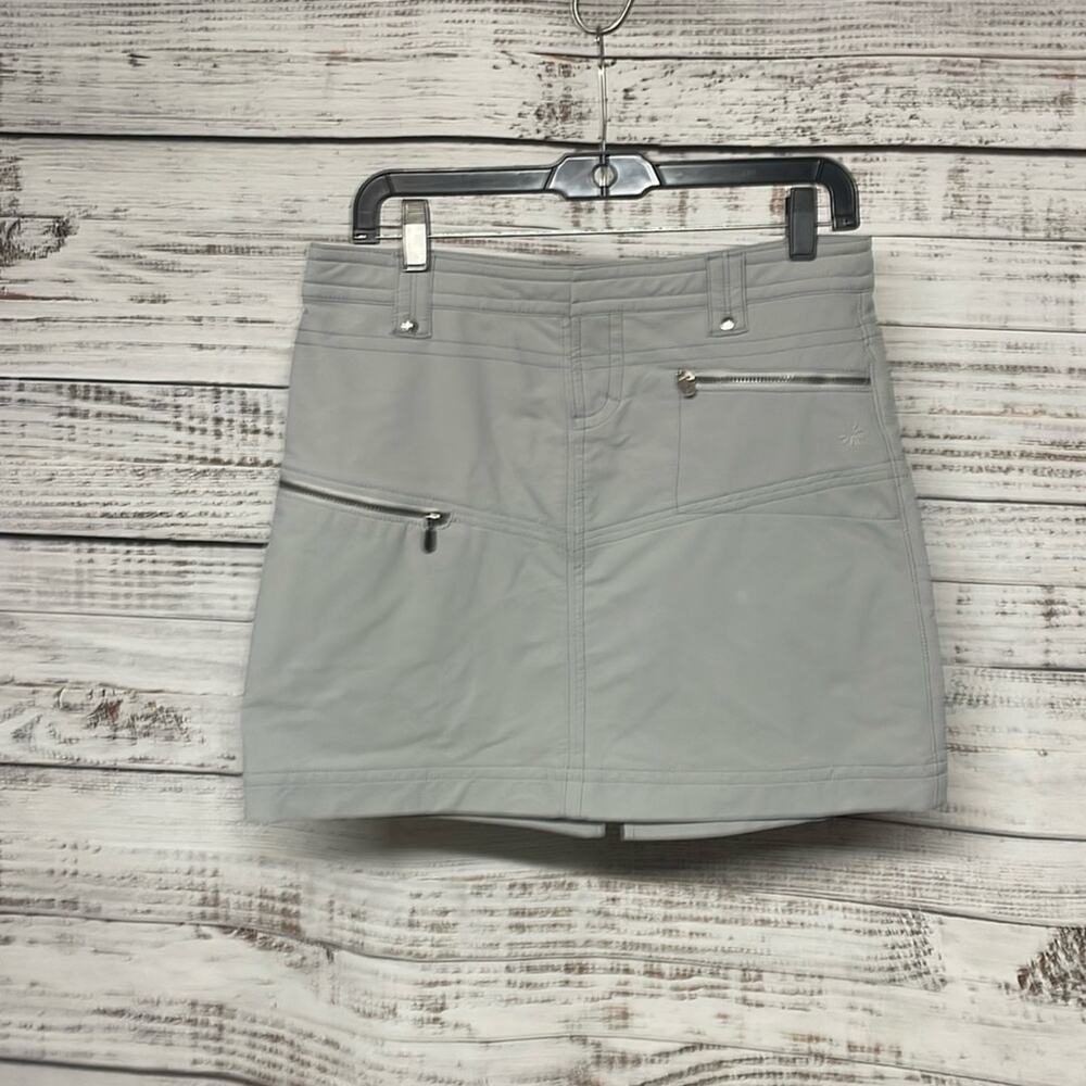 Athleta Tear Away B4 You Play Skirt Gray Zip Pockets Drawstring 4 Petite - Picture 2 of 8